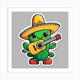 Cactus With Guitar 18 Art Print