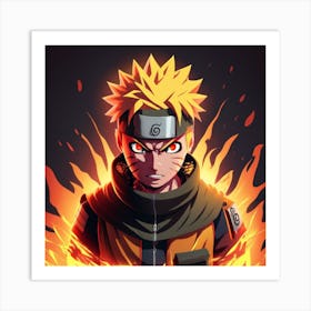 Naruto In Angry Mood With Fire And Fight Vibran 1 Art Print