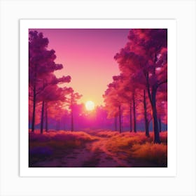 Sunset In The Forest 2 Art Print