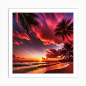 Sunset At The Beach 202 Art Print