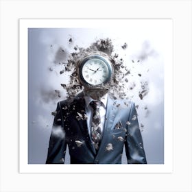 Businessman With A Clock On His Head 1 Art Print
