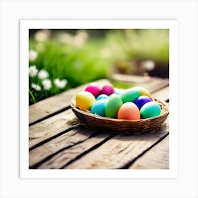 Easter Eggs In A Basket 1 Art Print