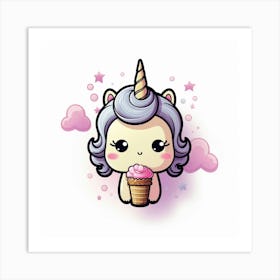 Unicorn Ice Cream Art Print