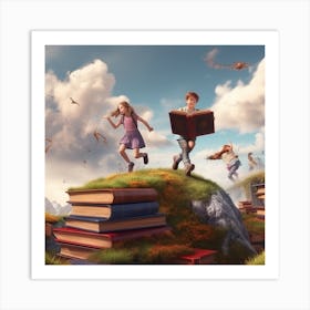 Children Reading Books Art Print