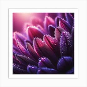 Purple Flower With Dew Drops Art Print
