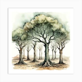 Watercolor Trees Art Print