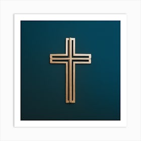 Cross On Blue Background Art Print