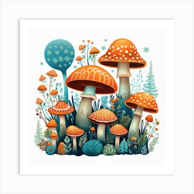 Mushrooms In The Forest 87 Art Print