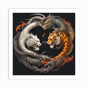 Tiger And Lion Art Print