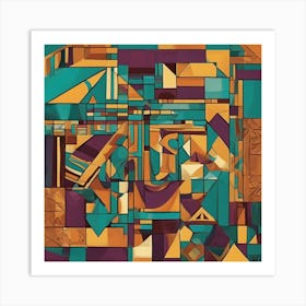 Encapsulating Patterns Fragmented Cubism Style Art Print