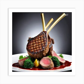 Steak And Broccoli Art Print