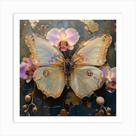 Butterfly With Orchids 6 Art Print