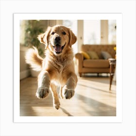 Golden Retriever Jumping Art Print