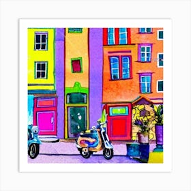 Colorful Street Scene Art Print