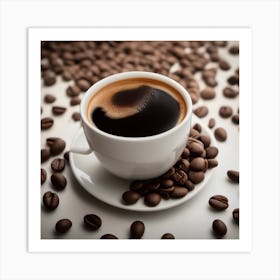 Coffee Cup With Coffee Beans 3 Art Print