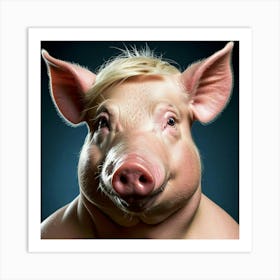 Human Pig Face Hybrid Animal Anthropomorphic Humanoid Swine Transformation Fantasy Fiction (2) Art Print