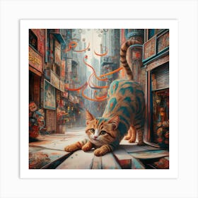 Cat In The City 4 Art Print