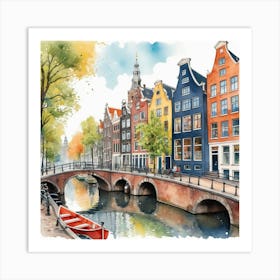 Amsterdam Watercolor Painting 08 Art Print