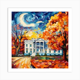 White House In Autumn Art Print