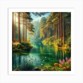 Sunrise In The Forest 41 Art Print