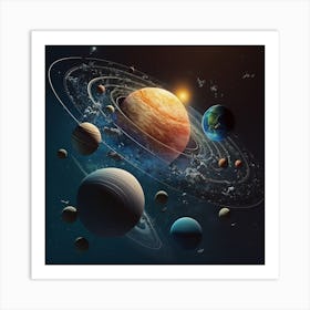 Solar System In Space Art Print