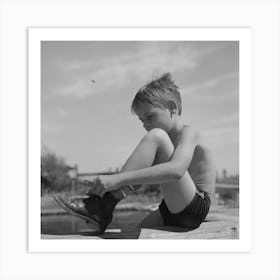 Rupert, Idaho, Schoolboy At Swimming Pool By Russell Lee Art Print