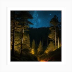 Forest At Night 1 Art Print