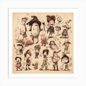 Bunch Of Cartoon Characters Art Print