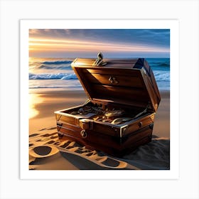 Treasure Chest On The Beach Art Print