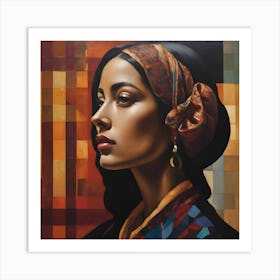 Woman With Head Scarf Art Print