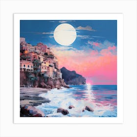 Turquoise Nights: Seaside Elegance Art Print