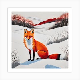 Fox in Snowy Landscape 2 Art Print