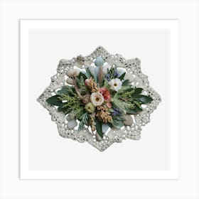 Floral Arrangement On A Doily Art Print