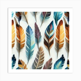 Feathers oil painting abstract painting art 2 Art Print