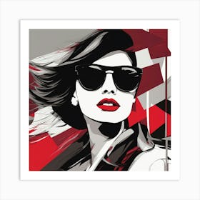 Woman In Red And Black Art Print