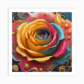 Abstract painting of a magical organic rose 8 Art Print