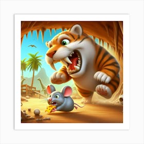 Prehistoric Cat and Mouse 4 Art Print