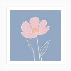 A White And Pink Flower In Minimalist Style Square Composition 734 Art Print