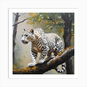 Leopard On A Tree Branch Art Print