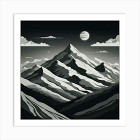 Mountain Range At Night Art Print