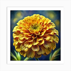 Yellow Zinnia Flower Art Print