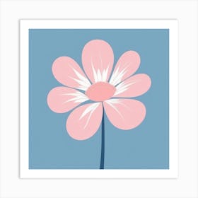 A White And Pink Flower In Minimalist Style Square Composition 263 Art Print