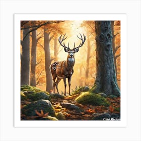 Deer In The Woods 66 Art Print