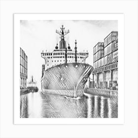 Ship Docked At A Dock Art Print