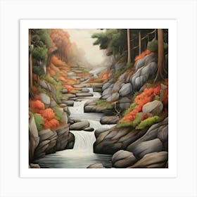 Stream In The Woods Art Print