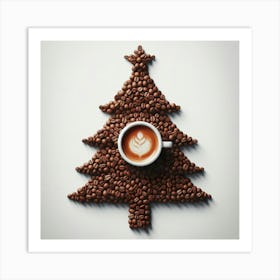 Coffee Beans Christmas Tree Art Print