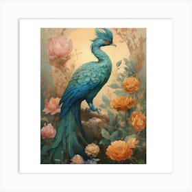 Blue Peacock Art Print