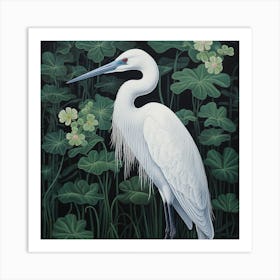 Ohara Koson Inspired Bird Painting Egret 4 Square Art Print