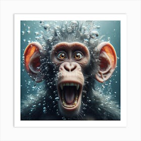 Chimpanzee In Water Art Print