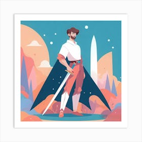 Knight With A Sword Art Print